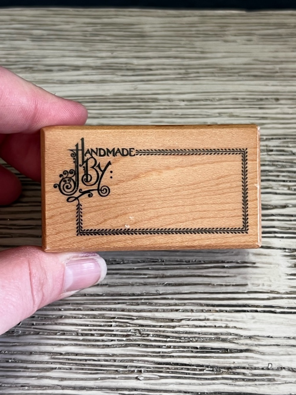🆕 “Handmade By” Wood Stamp — Natural Wood Finish